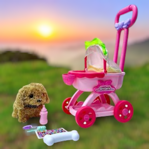 الكلب الاليف مع العربة