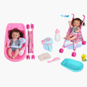 دمية مع حوض سباحة وعربة